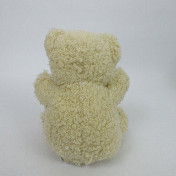 Sasco Teddy Bear Stuffed Animal Ivory Cream Plush Toy Red & Green Plaid Ribbon - Picture 3 of 6